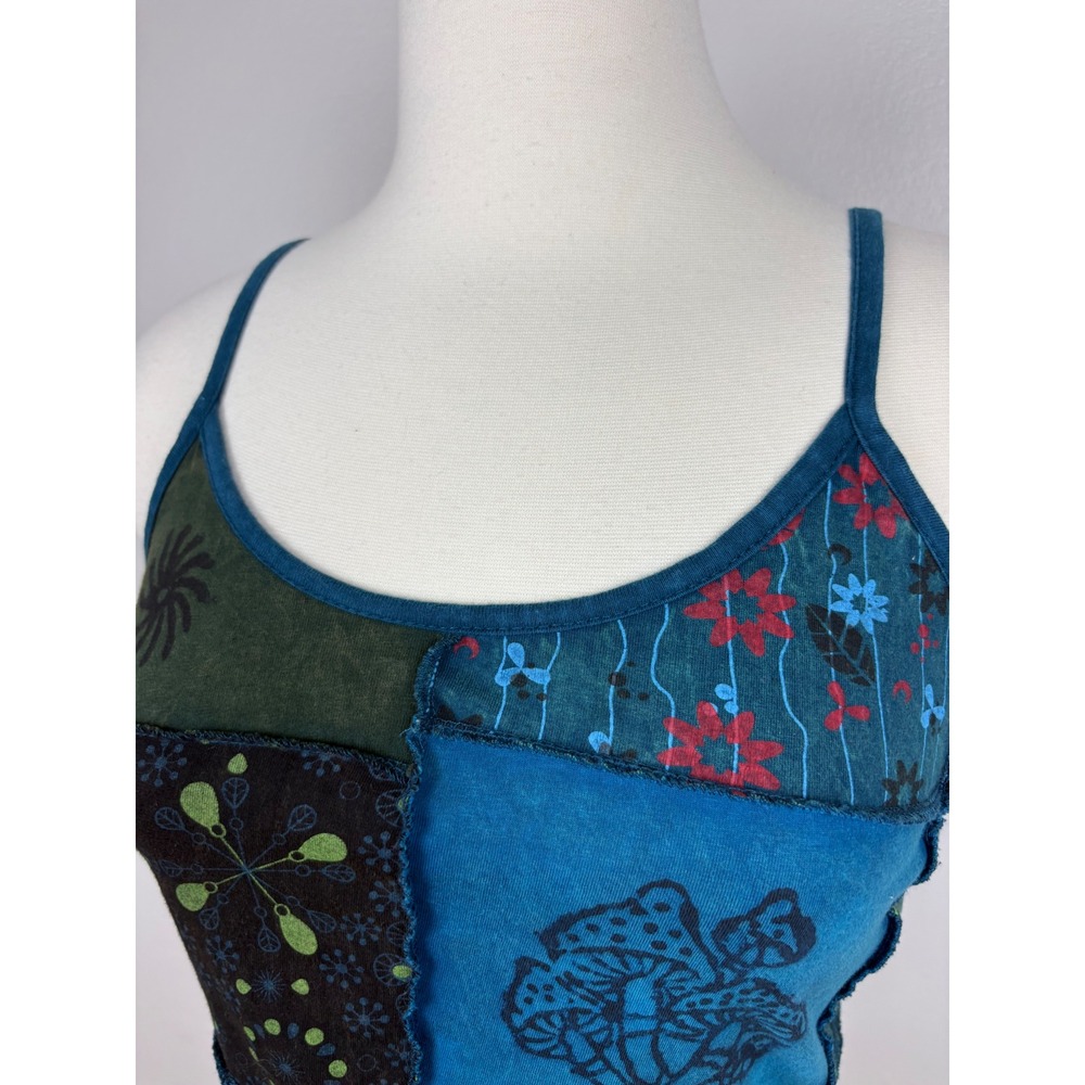 Kathmandu Imports Cropped Patchwork Tank Top Cami Size S Mushrooms Floral Hippie - Picture 3 of 12